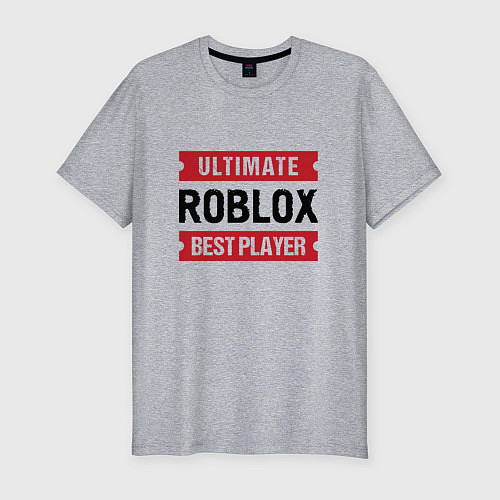 Мужская slim-футболка Roblox: таблички Ultimate и Best Player / Меланж – фото 1