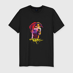 Футболка slim-fit Tupac Color, цвет: черный