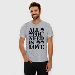 Футболка slim-fit ALL YOU NEED IS LOVE THE BEATLES, цвет: меланж — фото 2