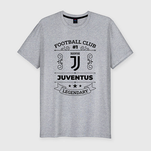 Мужская slim-футболка Juventus: Football Club Number 1 Legendary / Меланж – фото 1