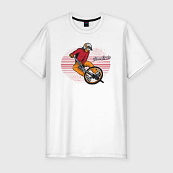 Мужская slim-футболка Велосипедист - экстрим