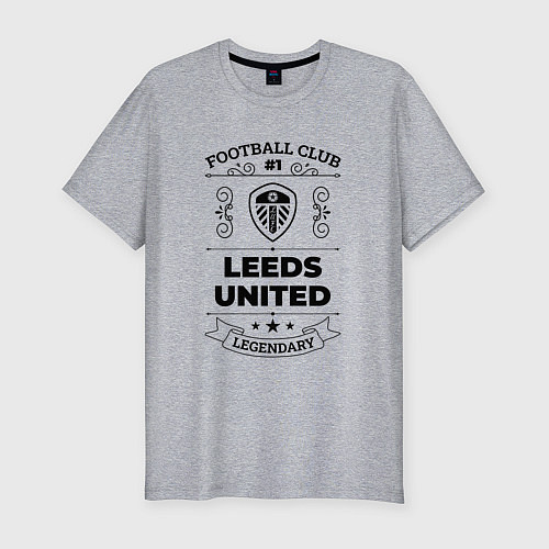 Мужская slim-футболка Leeds United: Football Club Number 1 Legendary / Меланж – фото 1