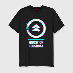 Мужская slim-футболка Ghost of Tsushima в стиле Glitch Баги Графики