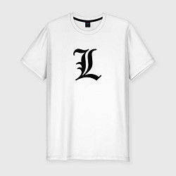 Мужская slim-футболка Японский логотип буквы Л минимализм