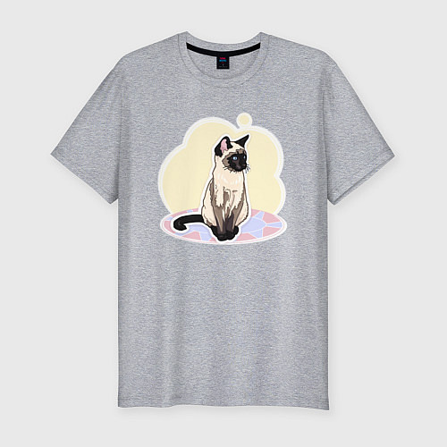 Мужская slim-футболка Сиамская Кошка Кошки / Меланж – фото 1
