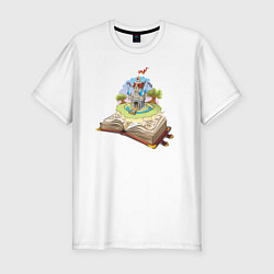 Мужская slim-футболка Книжный замок