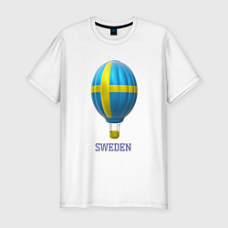 Футболка slim-fit 3d aerostat Sweden flag, цвет: белый