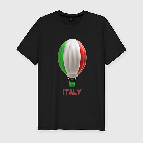 Мужская slim-футболка 3d aerostat Italy flag / Черный – фото 1