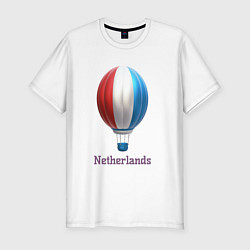 Мужская slim-футболка 3d aerostat Netherlands flag