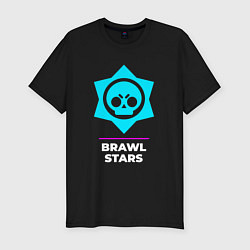 Футболка slim-fit Символ Brawl Stars в неоновых цветах, цвет: черный