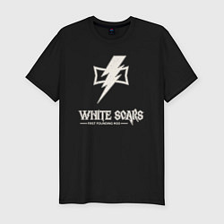 Мужская slim-футболка Белые шрамы лого винтаж