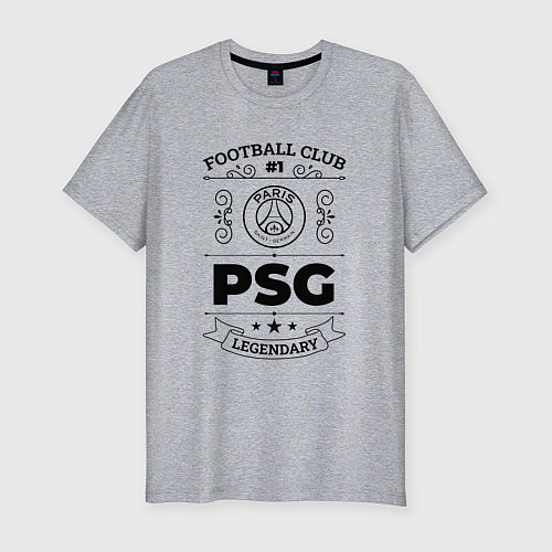 Мужская slim-футболка PSG: Football Club Number 1 Legendary / Меланж – фото 1