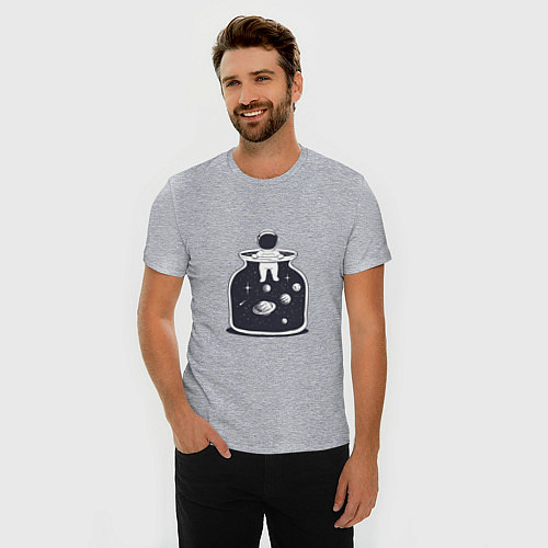 Мужская slim-футболка Космонавт в банке / Меланж – фото 3