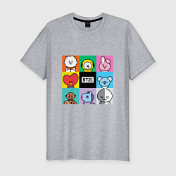 Футболка slim-fit BT21 BTS к-поп, цвет: меланж