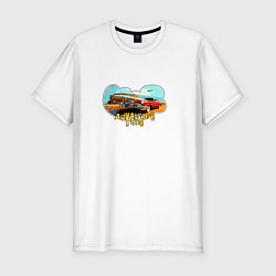 Мужская slim-футболка Adventure time ретро авто