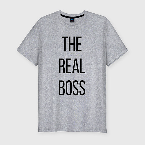 Мужская slim-футболка The real boss! / Меланж – фото 1