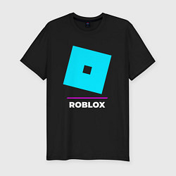 Мужская slim-футболка Символ Roblox в неоновых цветах