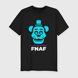 Мужская slim-футболка Символ FNAF в неоновых цветах