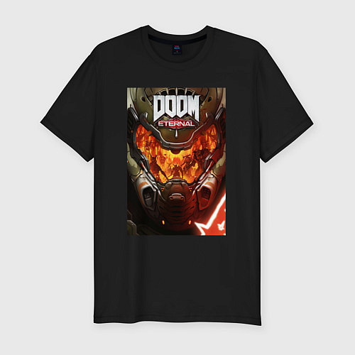 Мужская slim-футболка Doom eternal - poster / Черный – фото 1