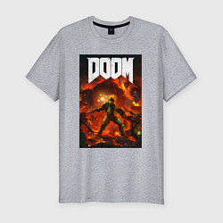 Мужская slim-футболка Doom slayer - hell