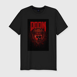 Мужская slim-футболка Doom - helmet skull