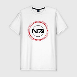 Футболка slim-fit Символ Mass Effect и красная краска вокруг, цвет: белый