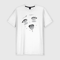 Мужская slim-футболка Ахегао сердечки
