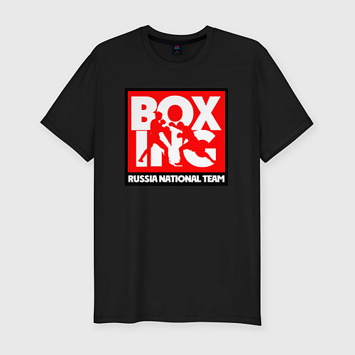 Мужская slim-футболка Boxing team russia / Черный – фото 1
