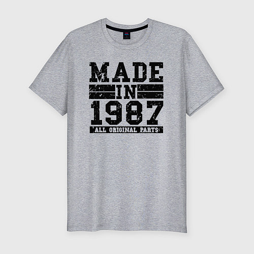 Мужская slim-футболка Сделано в 1987 оригинальные детали / Меланж – фото 1