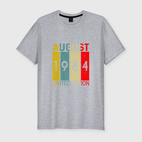 Мужская slim-футболка 1984 - Август / Меланж – фото 1