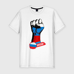 Мужская slim-футболка Сжатый кулак Made in Russia