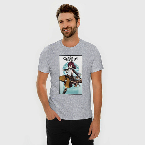 Мужская slim-футболка Хейдзо Геншин импакт / Меланж – фото 3