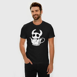 Футболка slim-fit Hollow Knight рыцарь в чашке, цвет: черный — фото 2