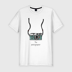 Футболка slim-fit Туристический фотограф, цвет: белый