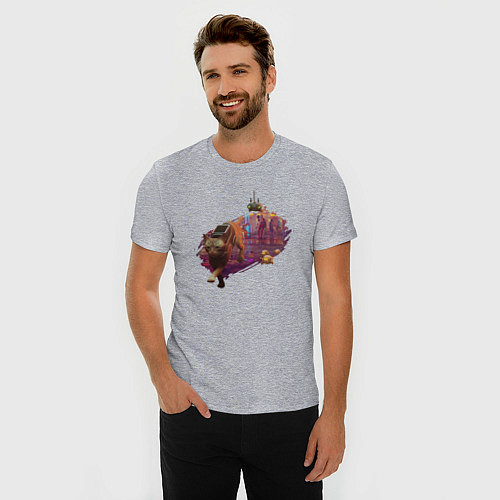 Мужская slim-футболка Бездомный котенок STRAY / Меланж – фото 3