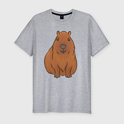 Мужская slim-футболка Капибара сидит и радуется