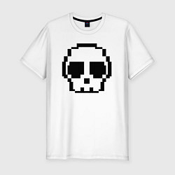 Мужская slim-футболка Череп из пикселей