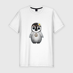 Мужская slim-футболка Мир - Пингвин