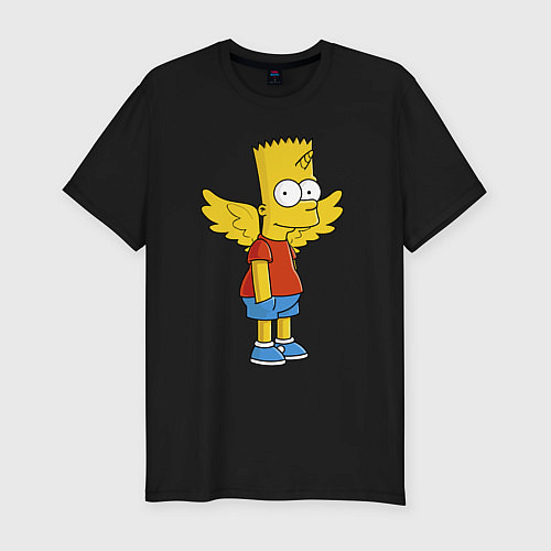 Мужская slim-футболка Барт Симпсон - единорог / Черный – фото 1