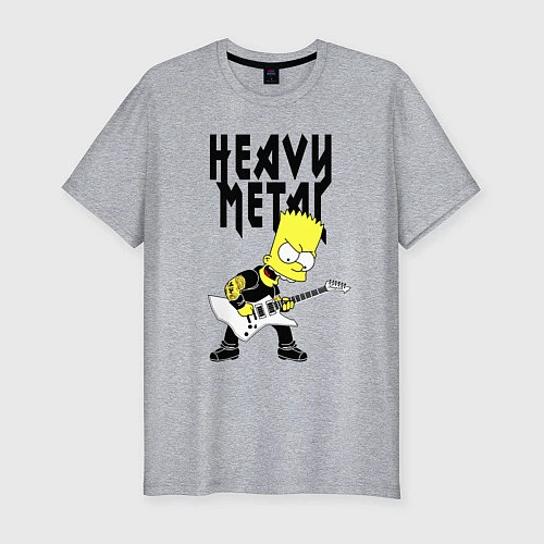 Мужская slim-футболка Барт Симпсон - heavy metal / Меланж – фото 1