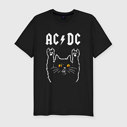 Мужская slim-футболка AC DC rock cat