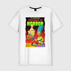 Мужская slim-футболка Мардж Симпсон жарит яичницу - horror