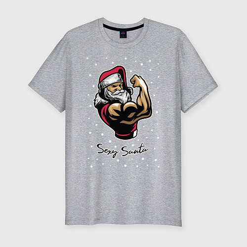 Мужская slim-футболка Секси Санта / Меланж – фото 1