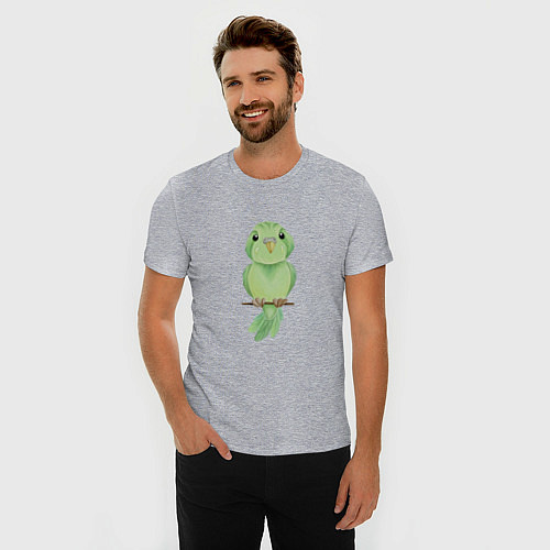 Мужская slim-футболка Зелёная птица / Меланж – фото 3