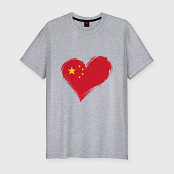 Мужская slim-футболка Сердце - Китай