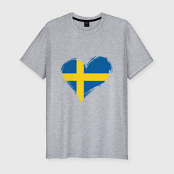 Мужская slim-футболка Сердце - Швеция