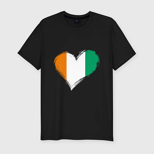 Мужская slim-футболка Сердце - Ирландия / Черный – фото 1