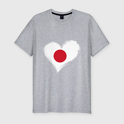 Мужская slim-футболка Сердце - Япония / Меланж – фото 1
