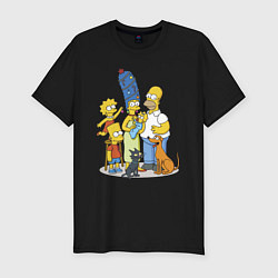 Мужская slim-футболка Семейка Симпсонов встречает Новый Год!