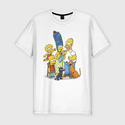 Мужская slim-футболка Семейка Симпсонов встречает Новый Год!
